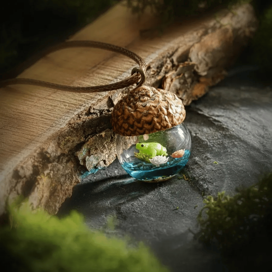 Frog Wood Resin Pendant Gift For Nature Lover