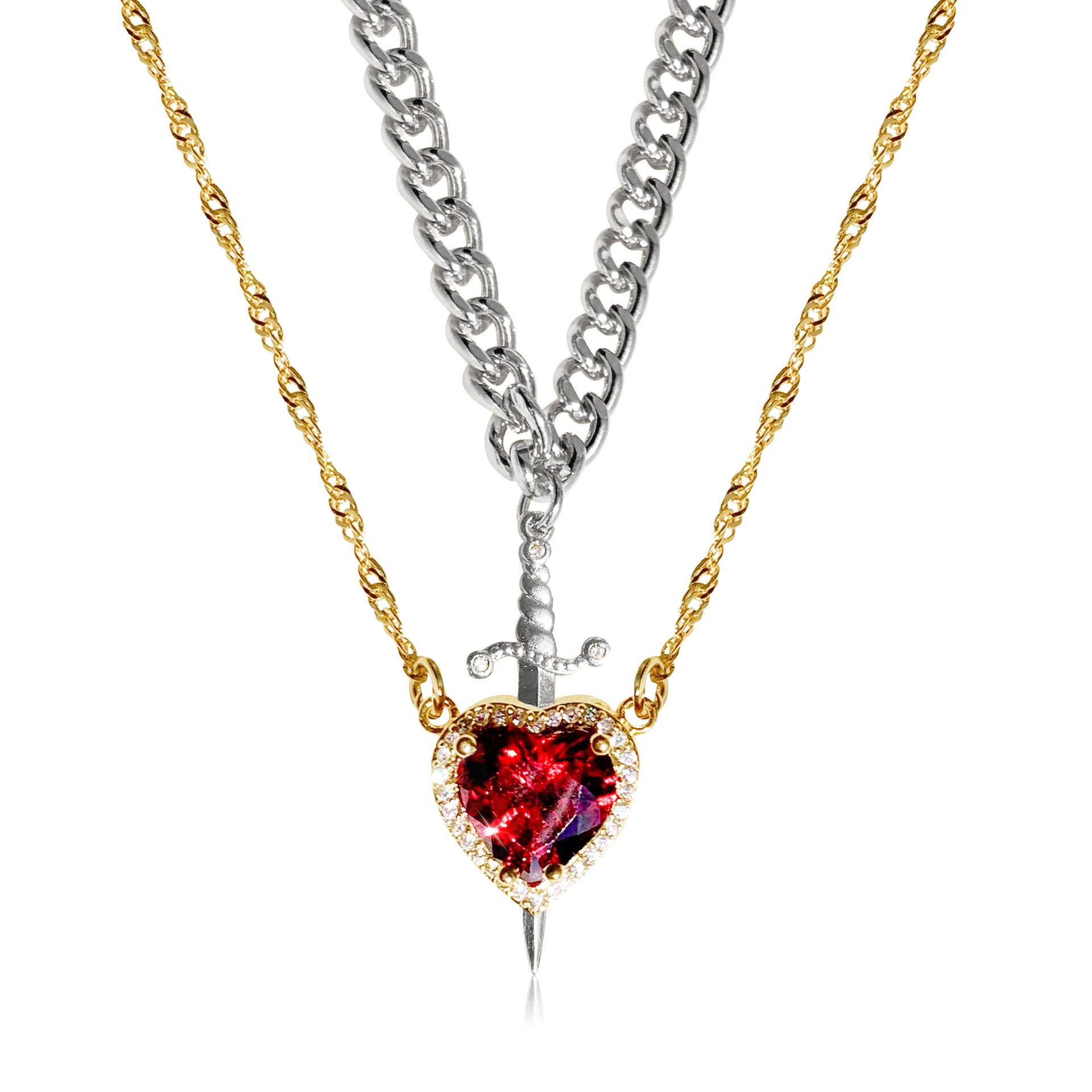 🔥LAST DAY 50% OFF - 💕GM Heart & Sword Promise Necklace His / Hers Set