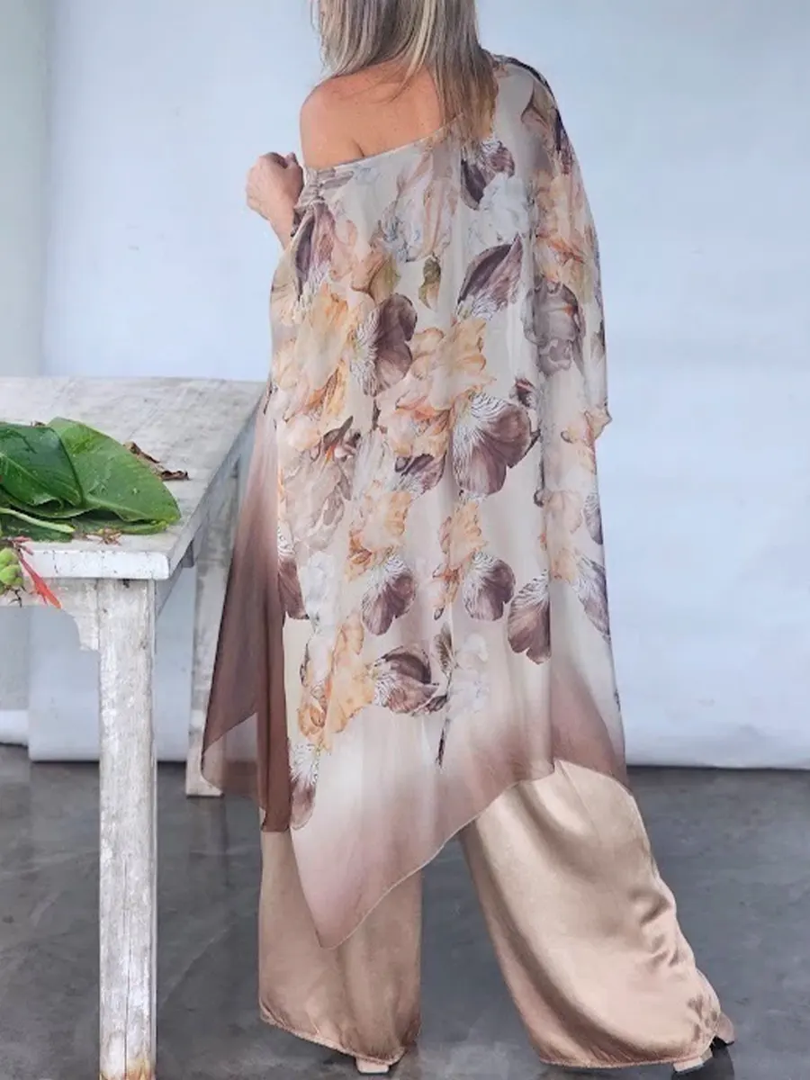 Women's Cozy And Flowing Floral Print Chiffon Top