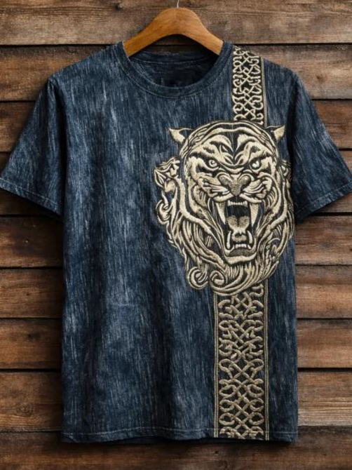 Men's Viking Tiger Celtic Knot Print Casual T-Shirt