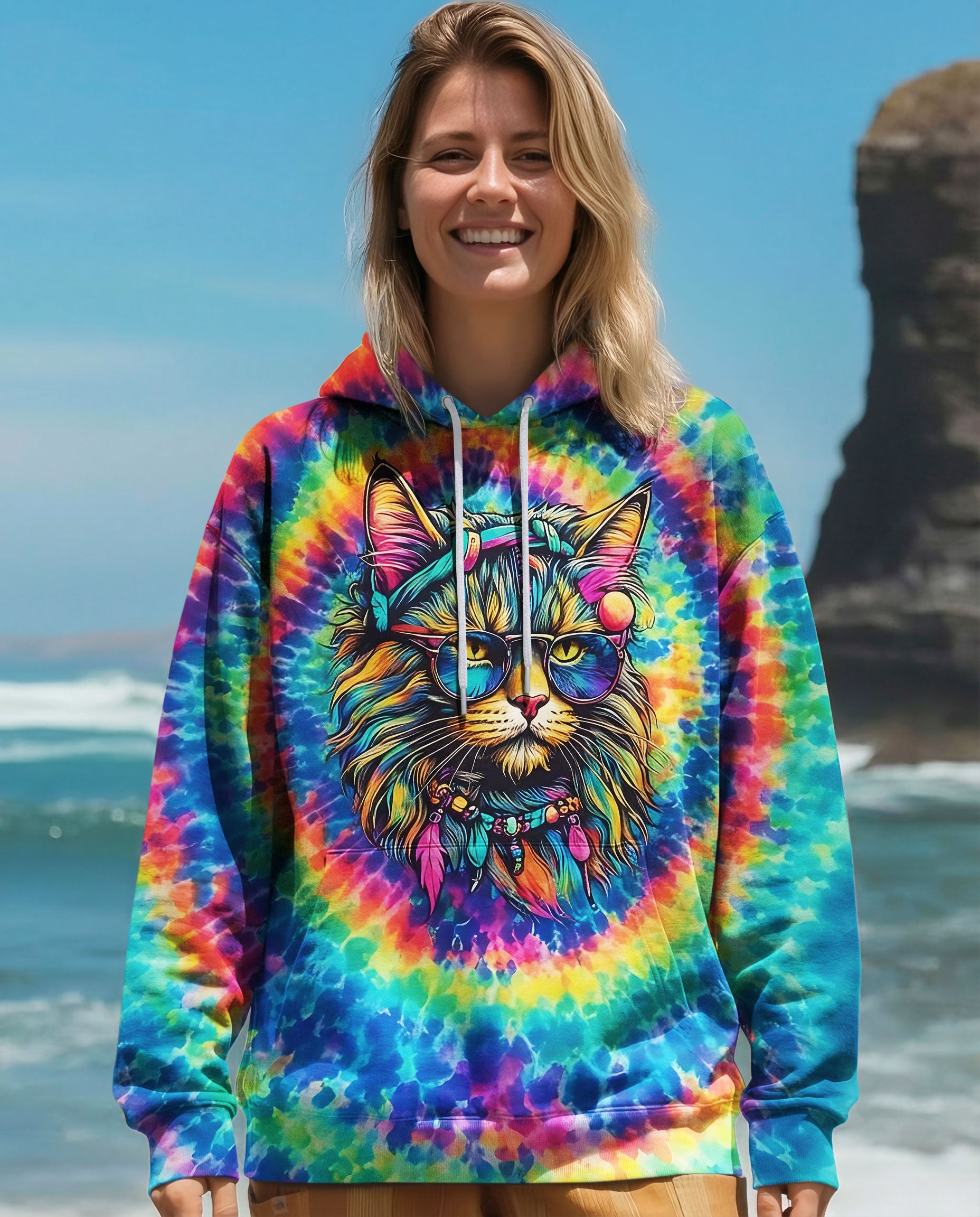 HIPPIE CAT SWIRL ALL OVER PRINT - TLNO0202261