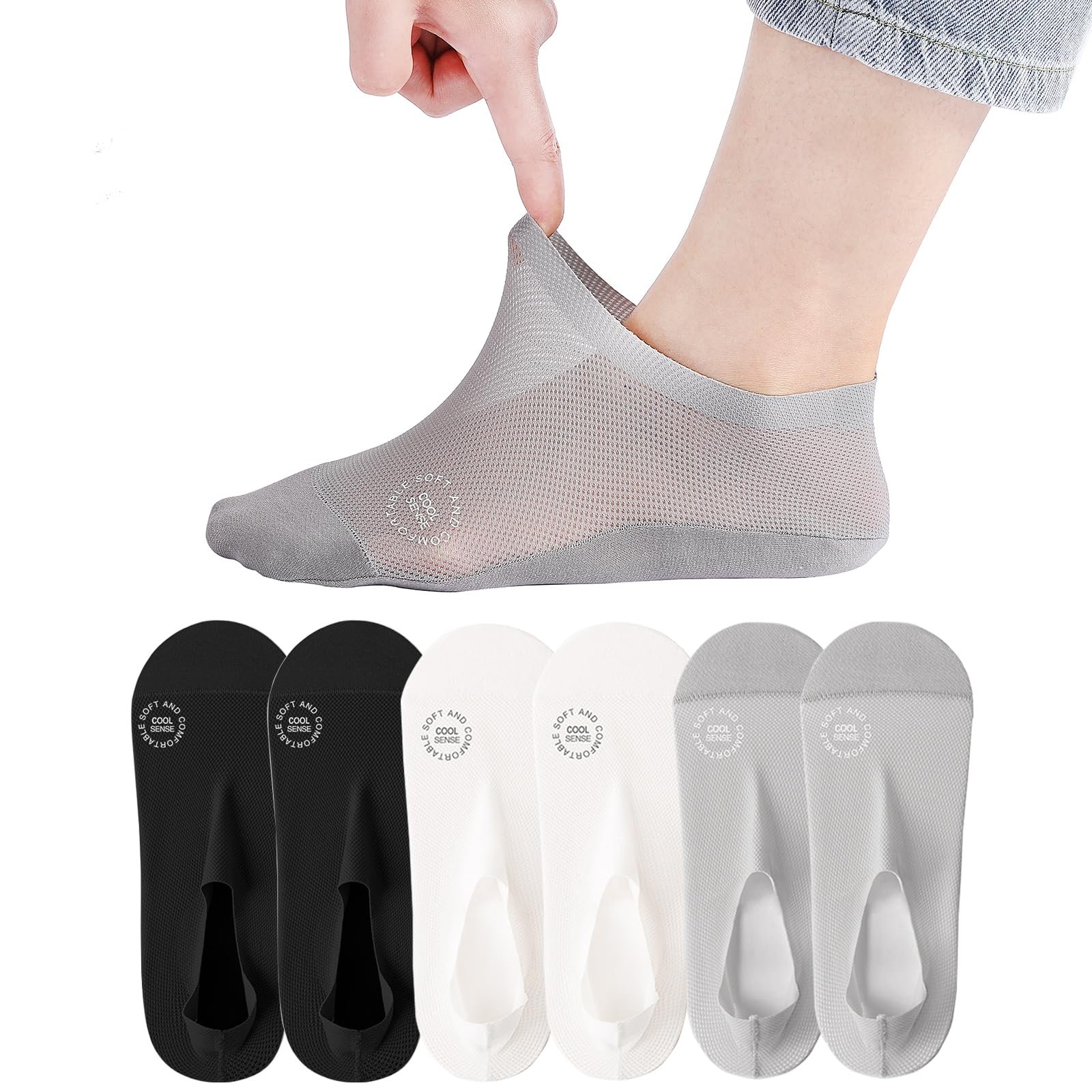 🔥 3-Pair Invisible Grip Socks Pack 🧦 – 2026 Breathable Low-Cut Anti-Slip Sweat-Absorbing Design