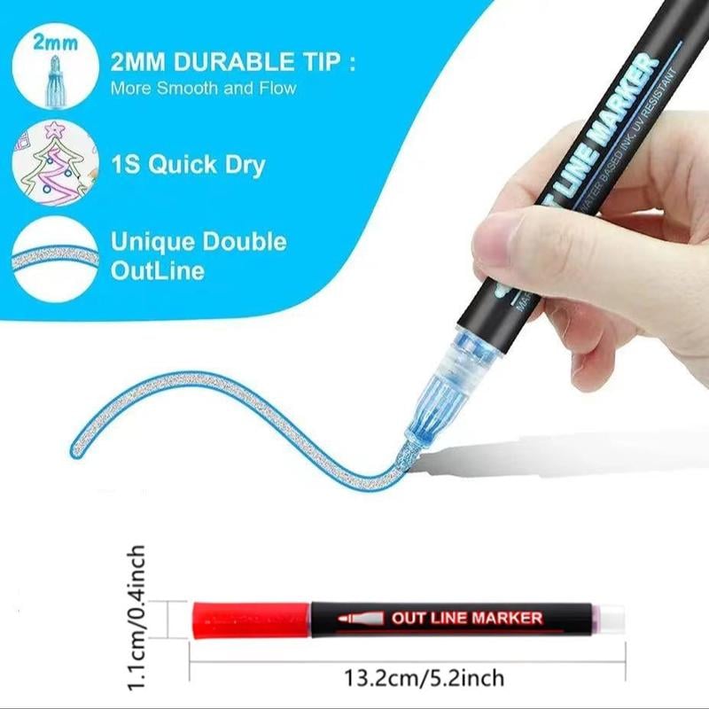 🎉🎁Last Day 49% OFF - 🎉 Double Line Outline Art Pen Marker Pen