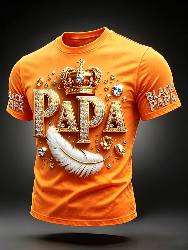 Men's Papa Rhinestone Crown Art Print T-Shirt