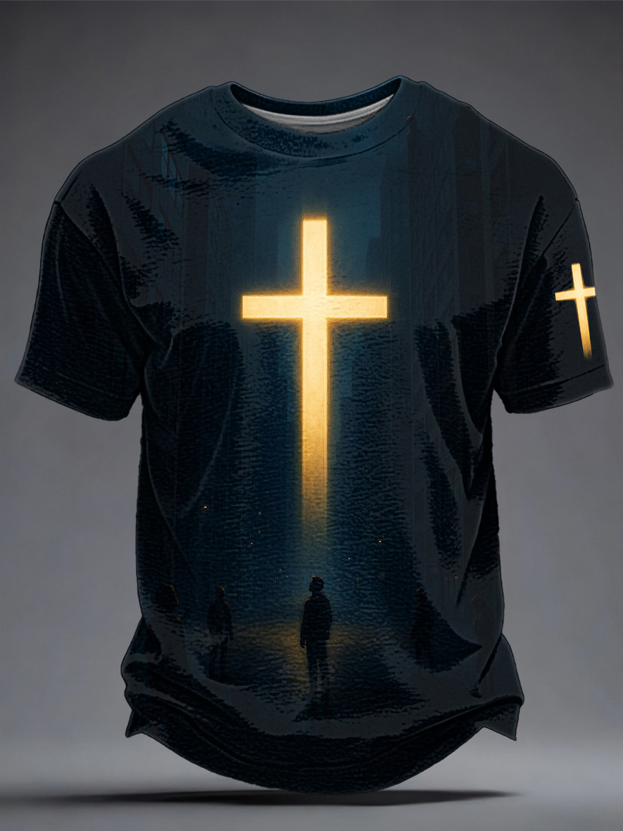 Men's Cross Faith Art Print Casual T-Shirt