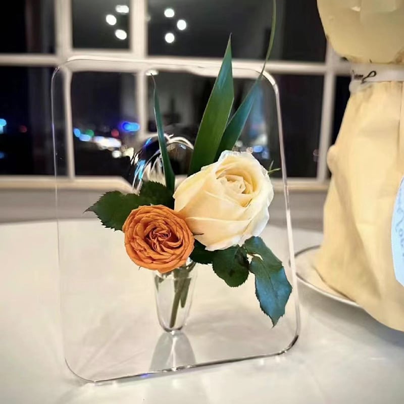 💐Mother's Day Gift - Clear Acrylic Photo Frame Flower Vase