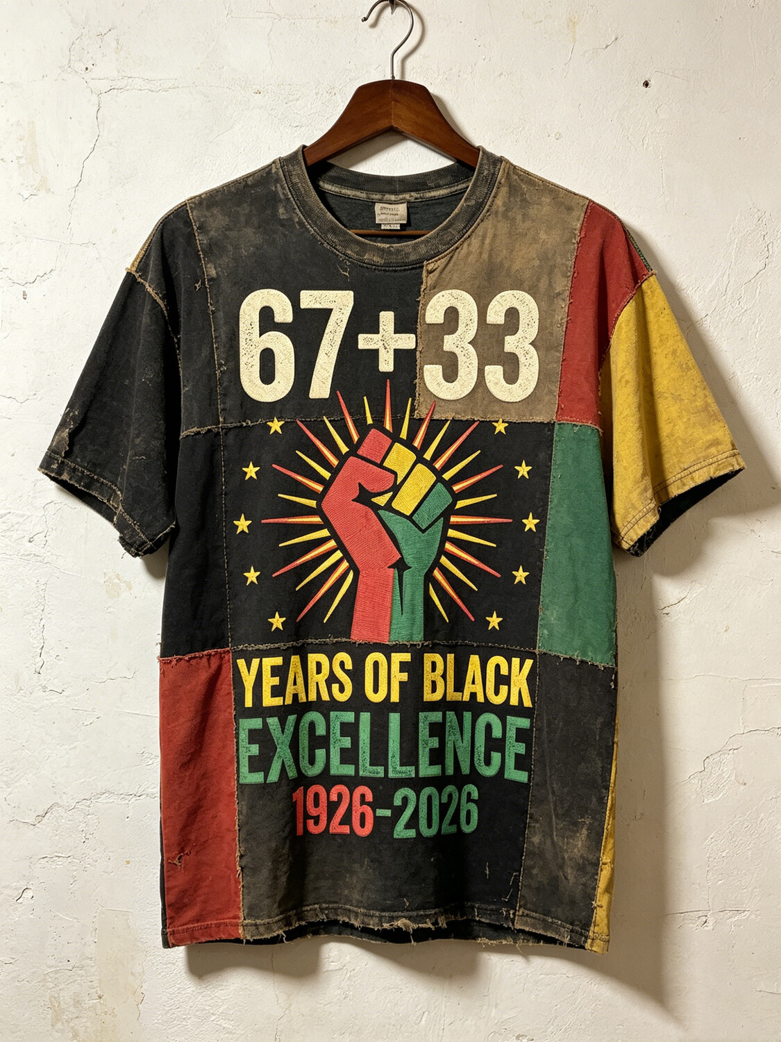 Men's Years Of Black Excellence Geometric Patchwork Print T-Shirt