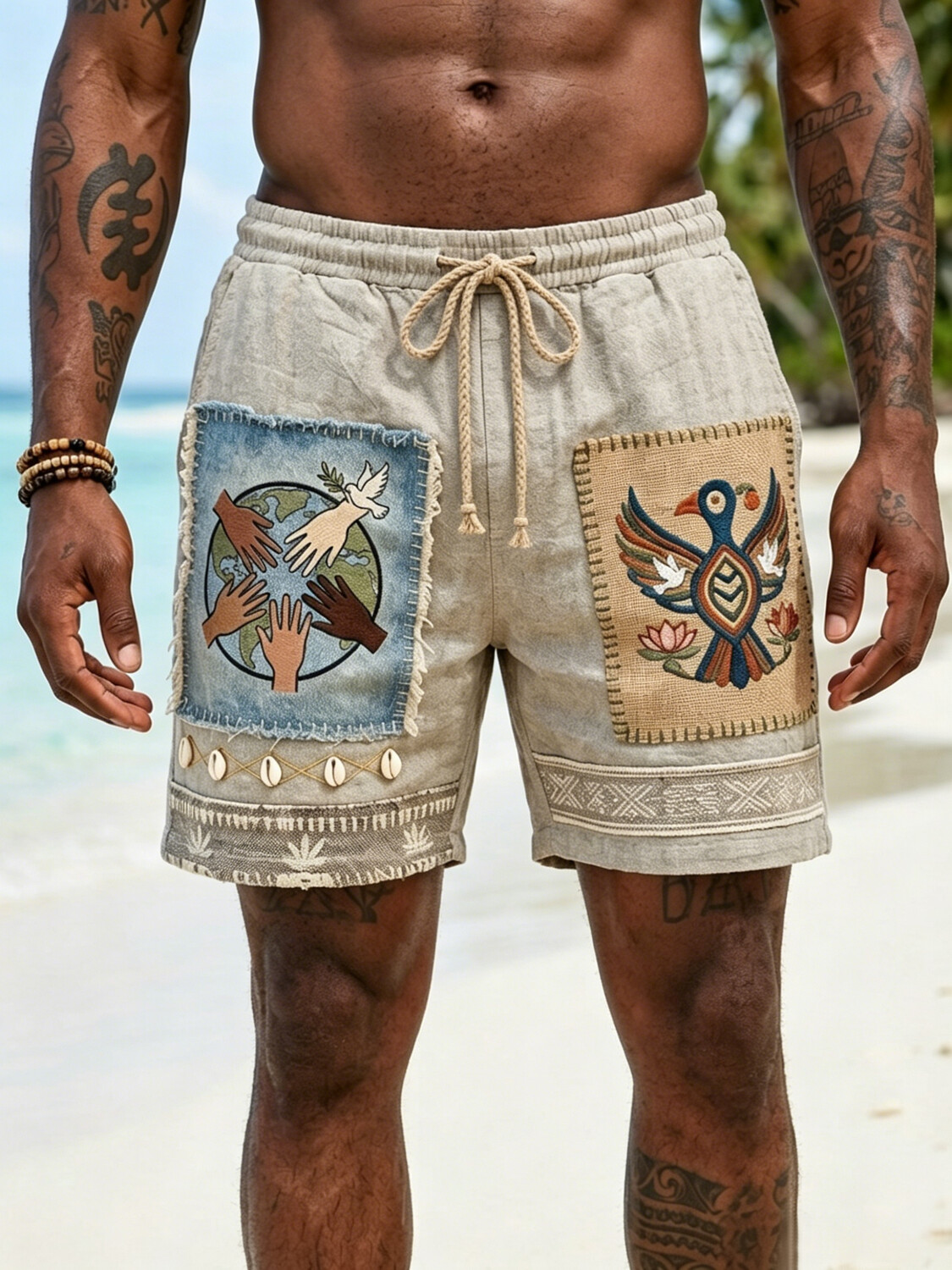 Men's Global Unity And Folk Art Theme Print Casual Shorts