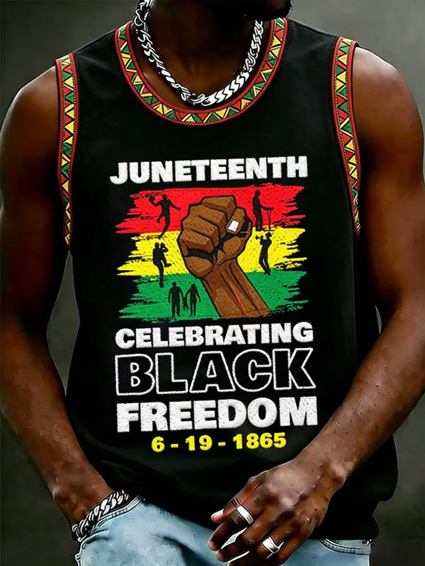 Men's Juneteenth Celebrating Black Freedom Print Tank Top