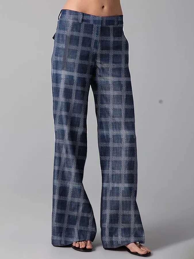 Women's Vintage Block Print Pocket Casual Pants