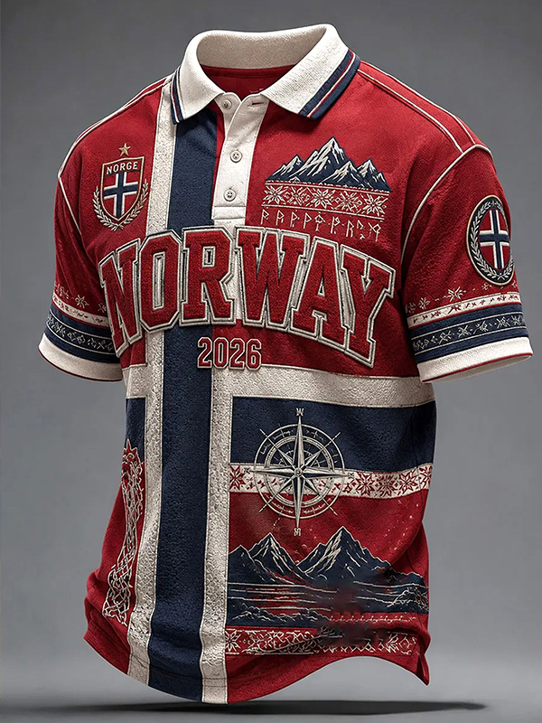 Men's Norway 2026 Norwegian Football Print Polo Shirt