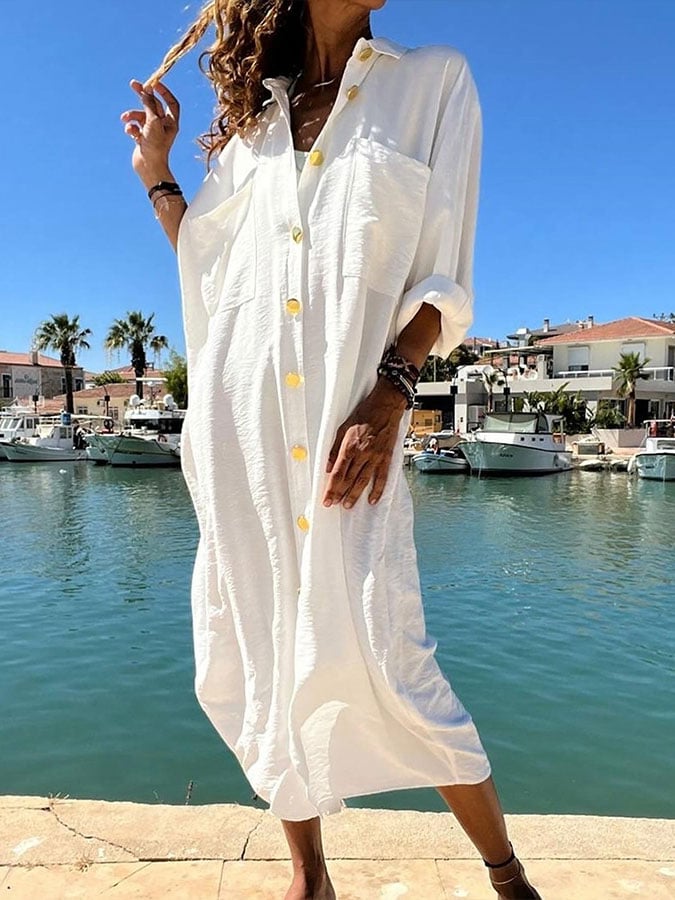 Women's Cotton Loose Shirt Dress