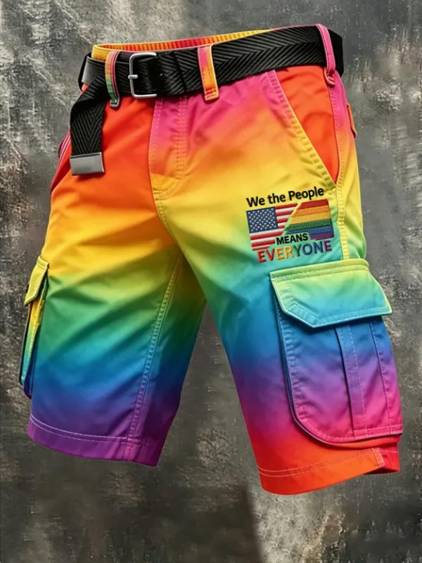 Men's  We The People Means Everyone Art Print Denim-Like Casual Shorts