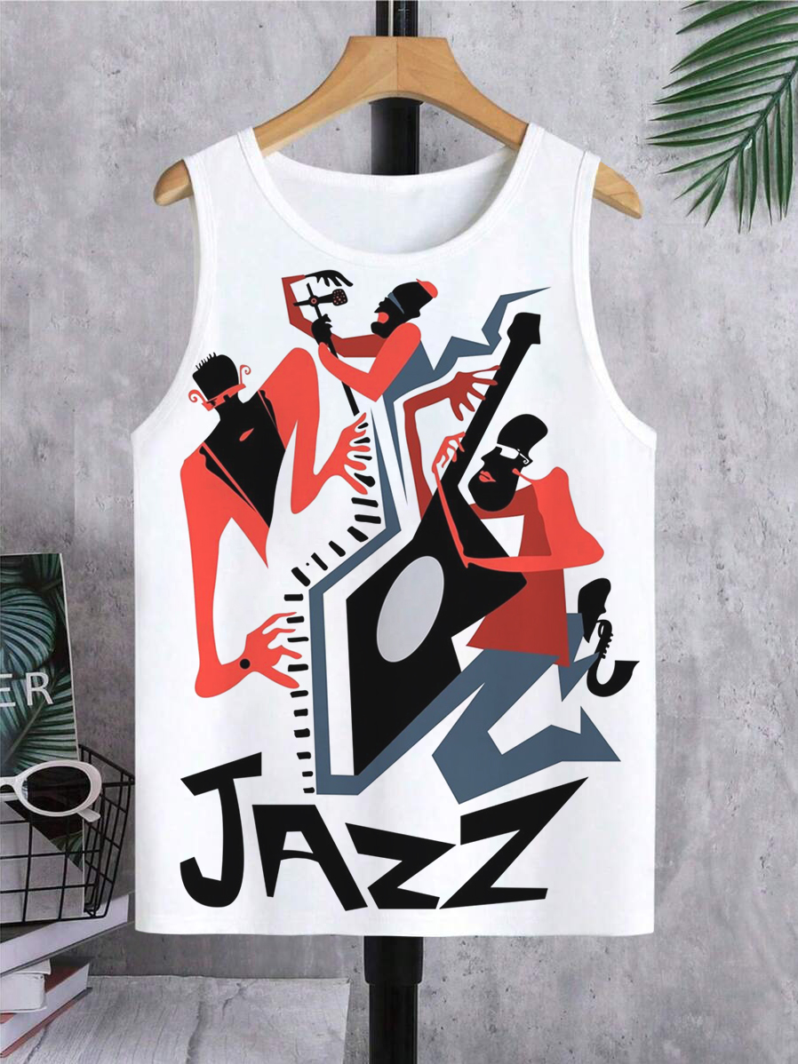 Men's Jazz Abstract Band Art Print Tank Top