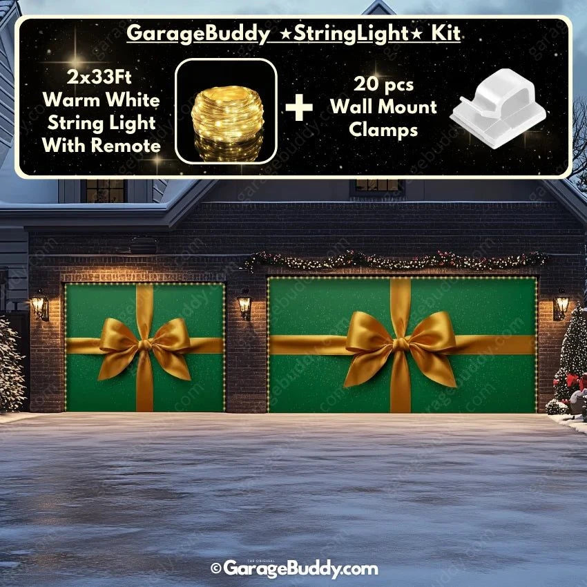 Garage Buddy | Gift Wrap (Green) | Christmas Garage Door Cover