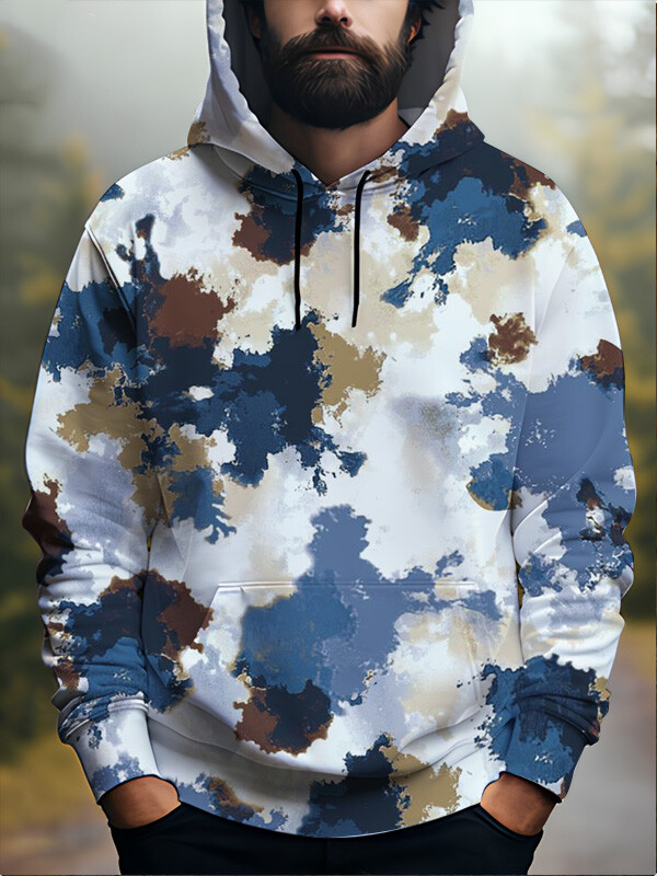 Men's Ink Camouflage Art Print Casual Hoodie