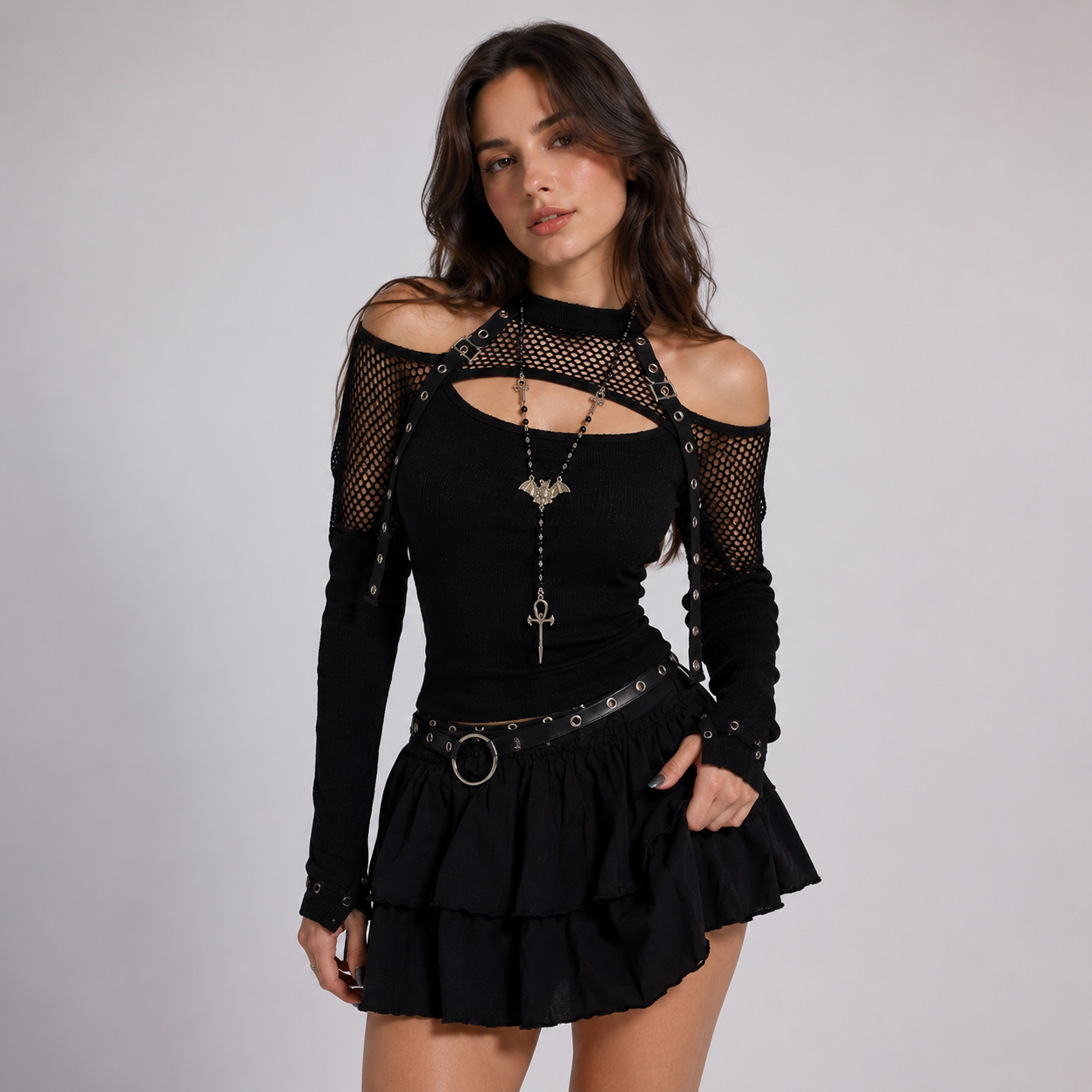 Shadow Mesh Gothic Harness Women's Top