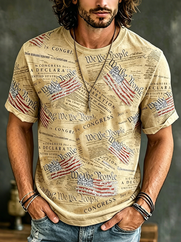 Men's We The People American Flag Art Print T-Shirt