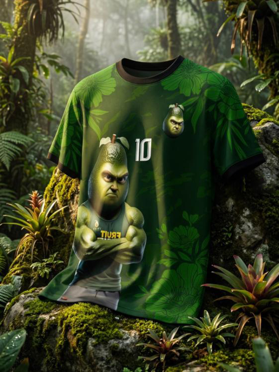 Men's Muscular Avocado Cartoon Art Print T-Shirt