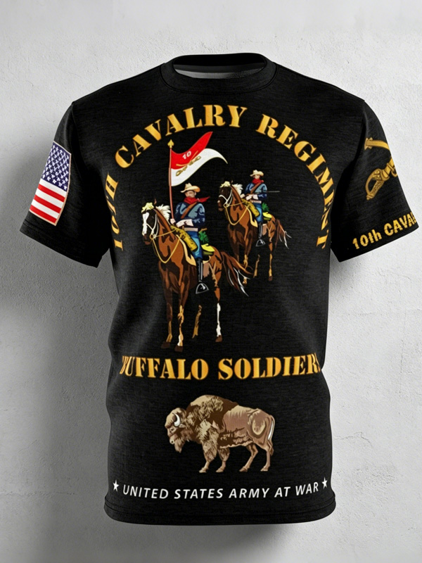 Men's 10th Cavalry Regiment Buffalo Soldier Vintage Art Print T-Shirt