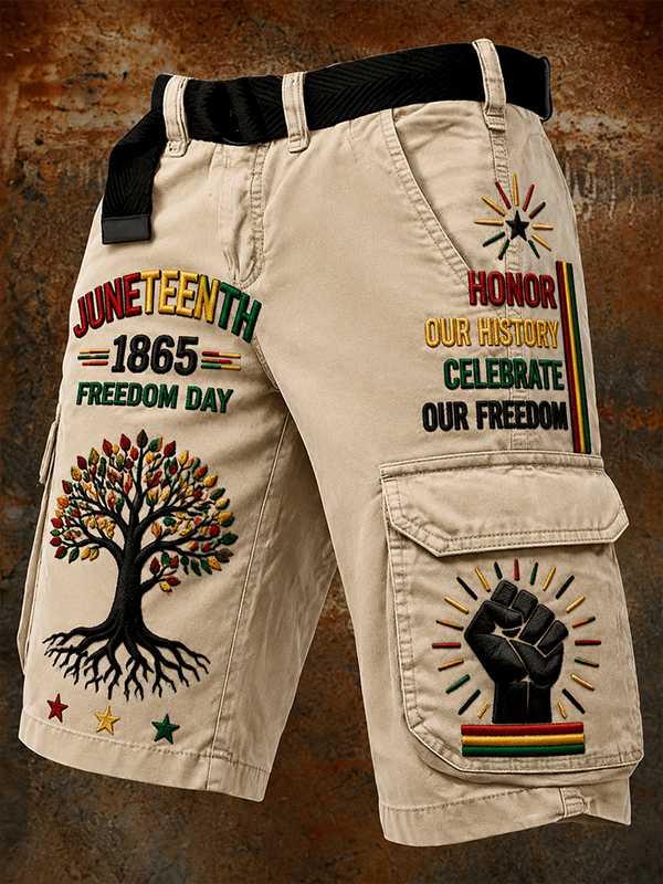 Men's Juneteenth Tree Of Life 1865 Freedom Day Art Print Casual Shorts