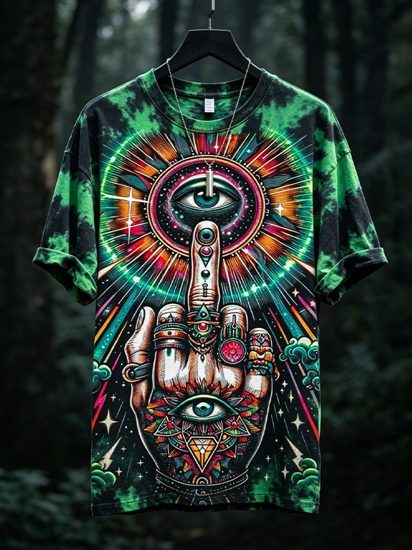 Men's Fun Hippie Mysterious Dark Art Print Casual Short Sleeve T-Shirt