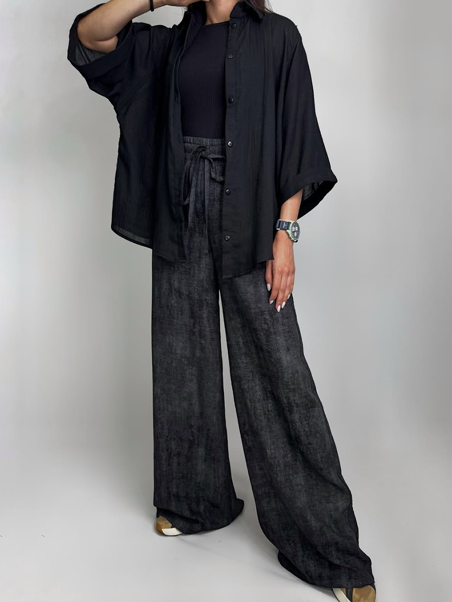 Women's Tie-dyed Cotton and Linen Straight Pants