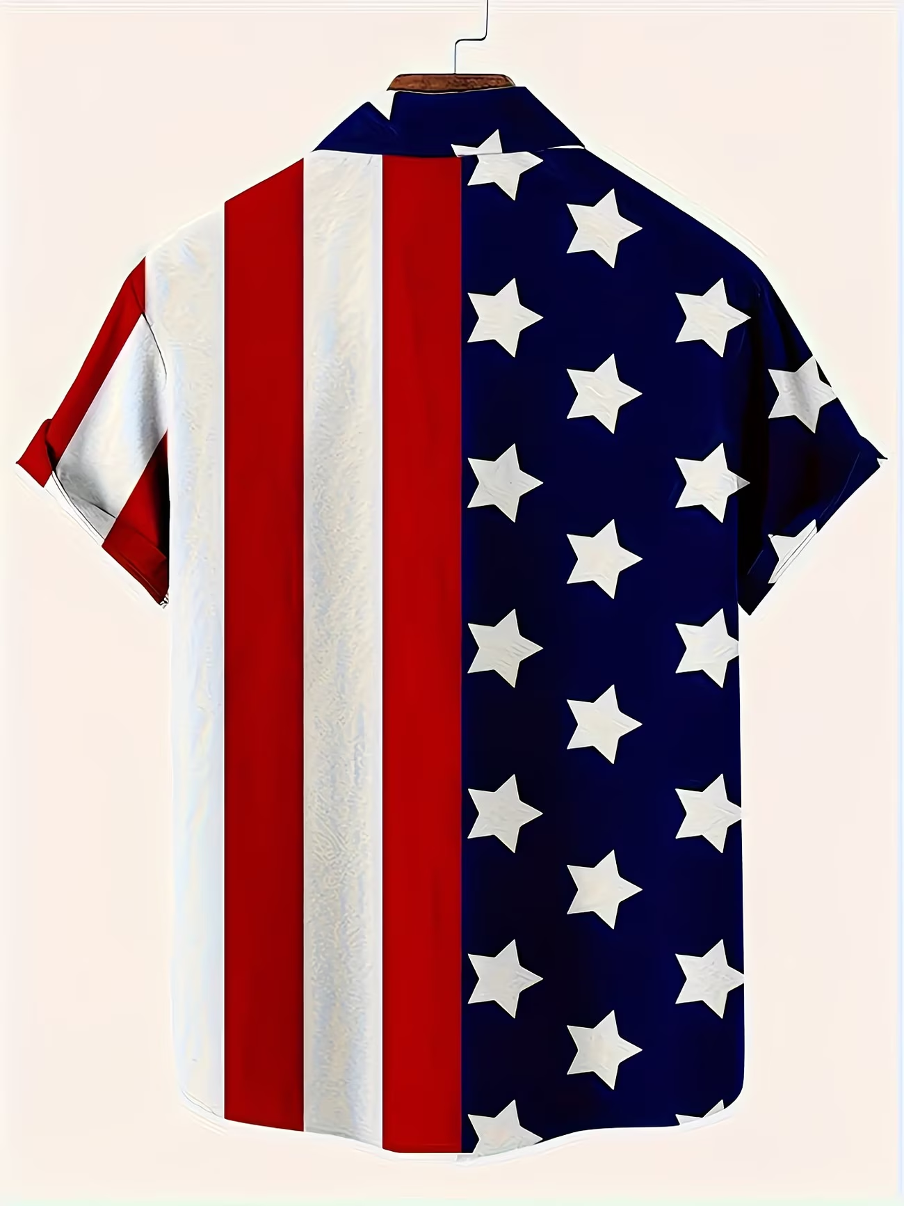 [Copy][Copy][Copy]Men's Eagle US Flag America's 250th Anniversary Button Up Shirt Short Sleeve Patriotic Collared