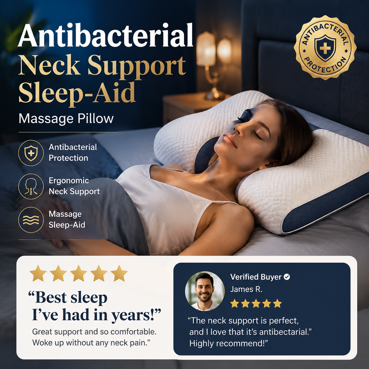 💥New Year Big Sale 50% OFF💥Antibacterial Neck Support Sleep-Aid Massage Pillow