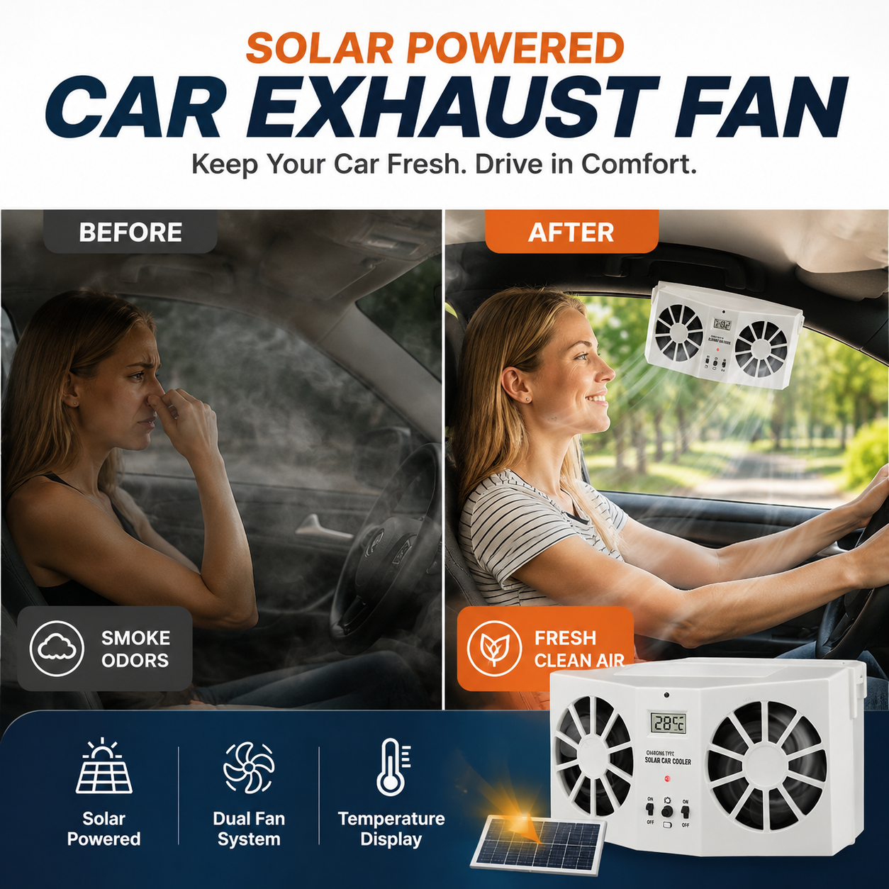 Solar Powered Car Exhaust Fan