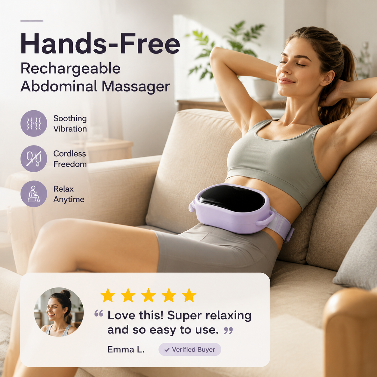 Hands-Free Rechargeable Abdominal Massager