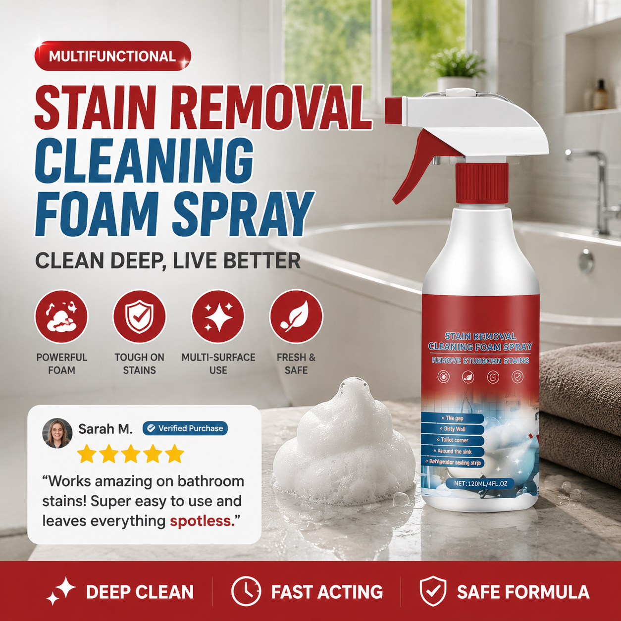 Multifunctional Stain Removal Cleaning Foam Spray