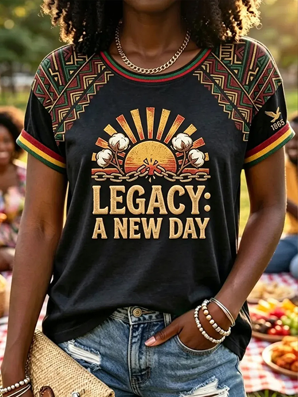 Women's Legacy A New Day Ethnic Geometric Patterns Art Print Casual T-Shirt