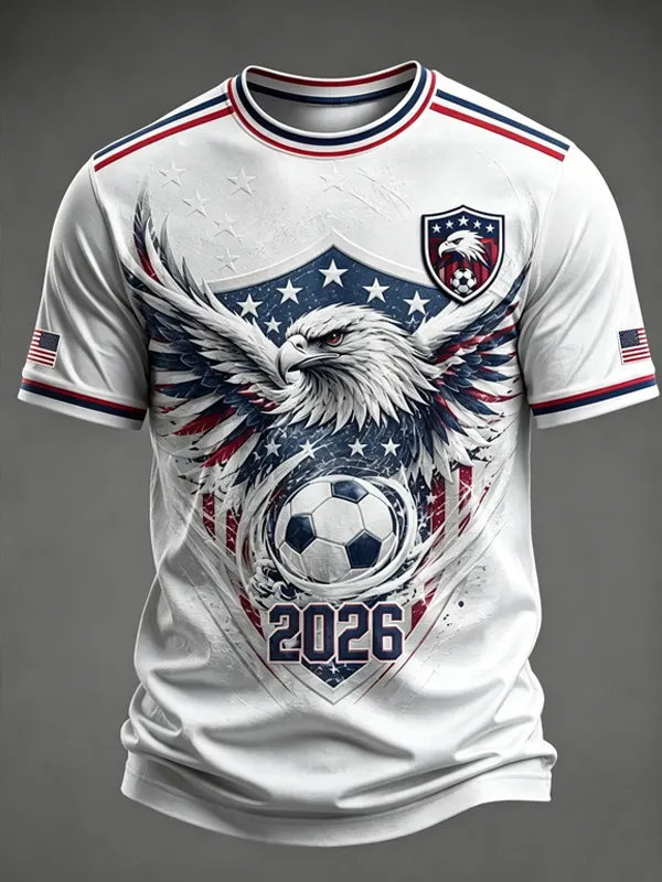 Men's 2026 USA Eagle Soccer Art Print T-Shirt