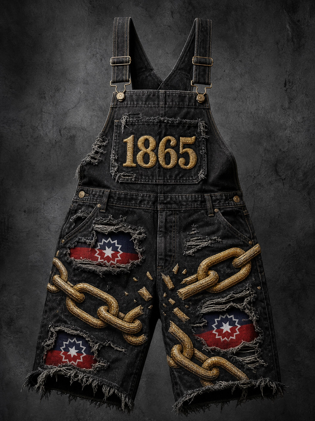 Men's Breaking Every Chain 1865 Print Shorts Overalls