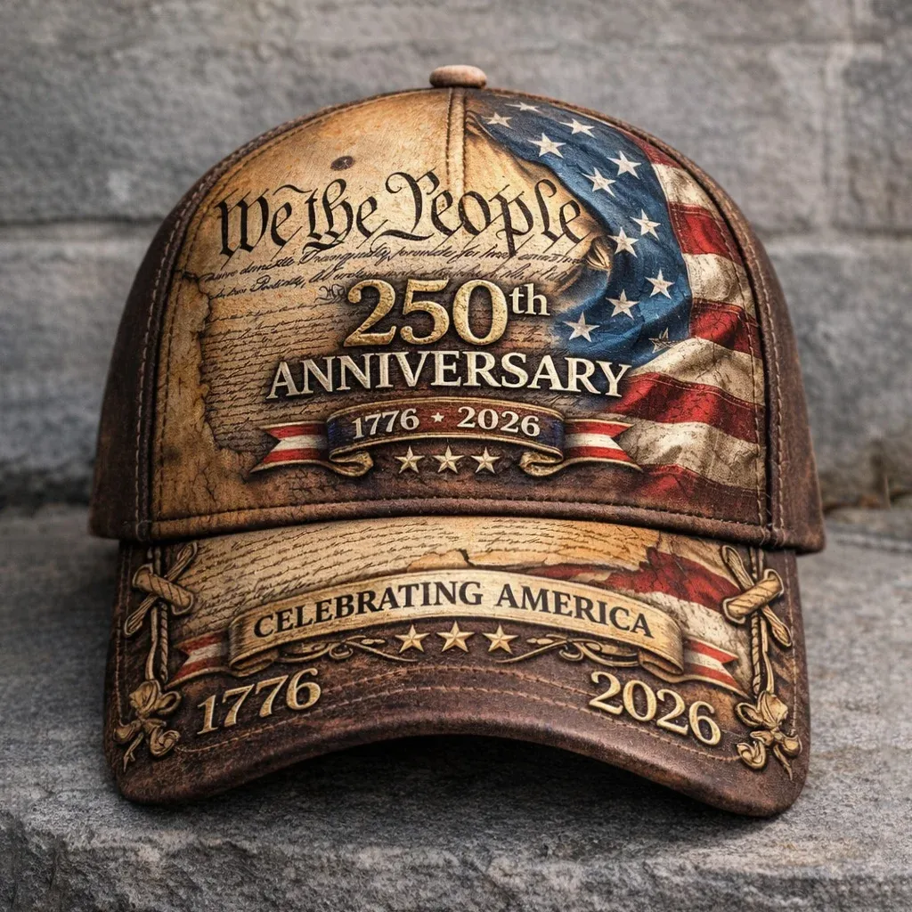 Patriotic USA 250 Anniversary Cap | Embroidered Flower & Flag Design