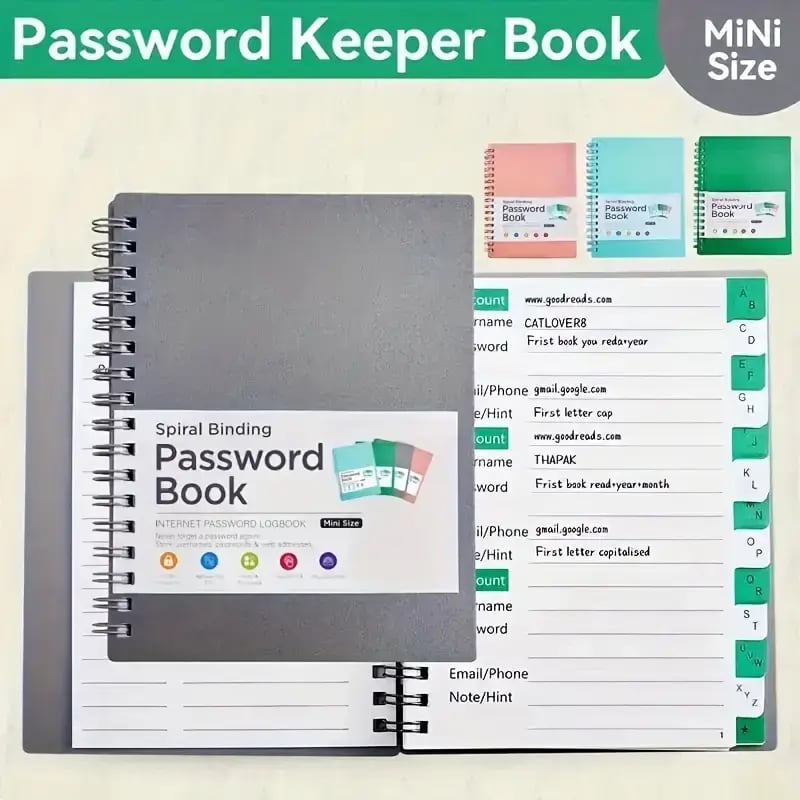 📚Mini password book with lettered tabs | password notebook for internet and computer login, username, home, office passwords