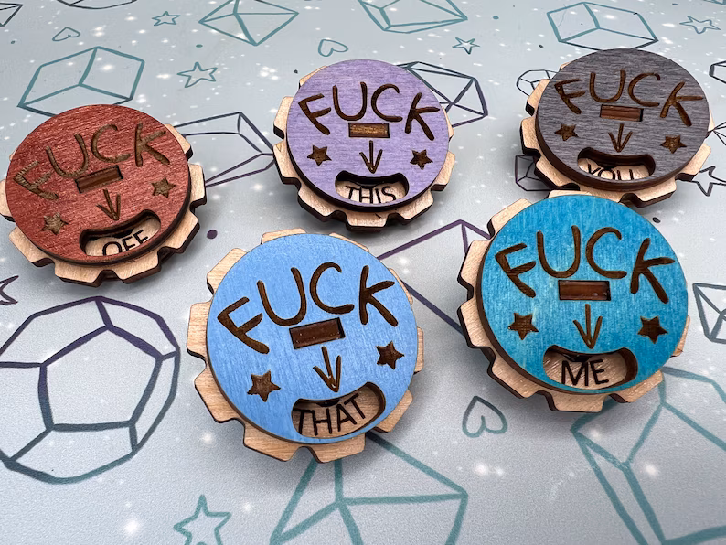 F*ck everything Wooden Dial Pin