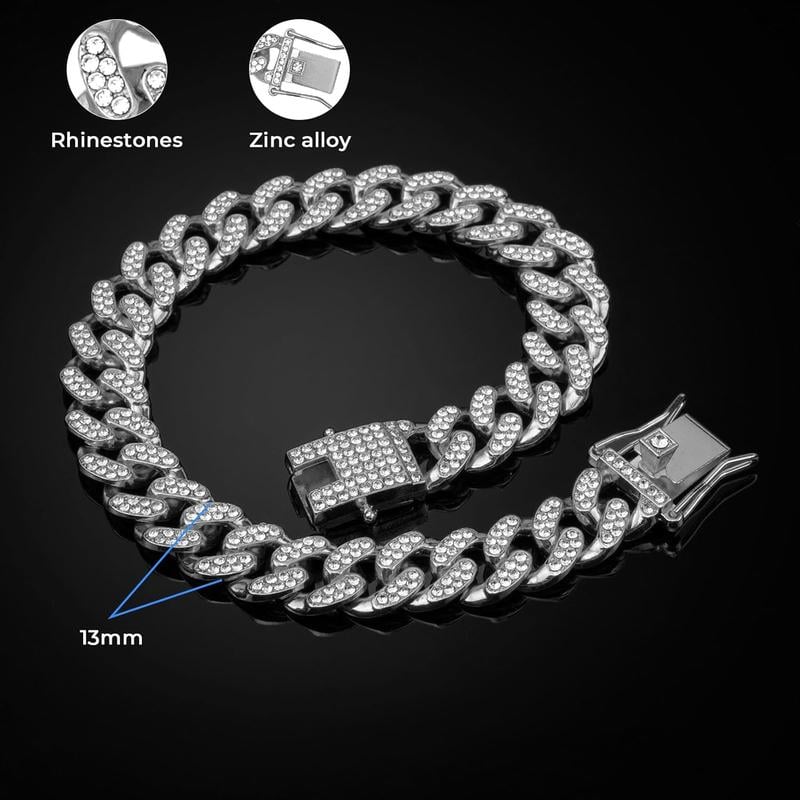 🔥Dog Chain Collar Dog Necklace Diamond Cuban Link Dog Collar