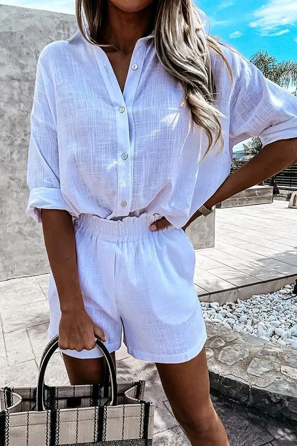 Women's Casual Cotton Linen Top And Shorts