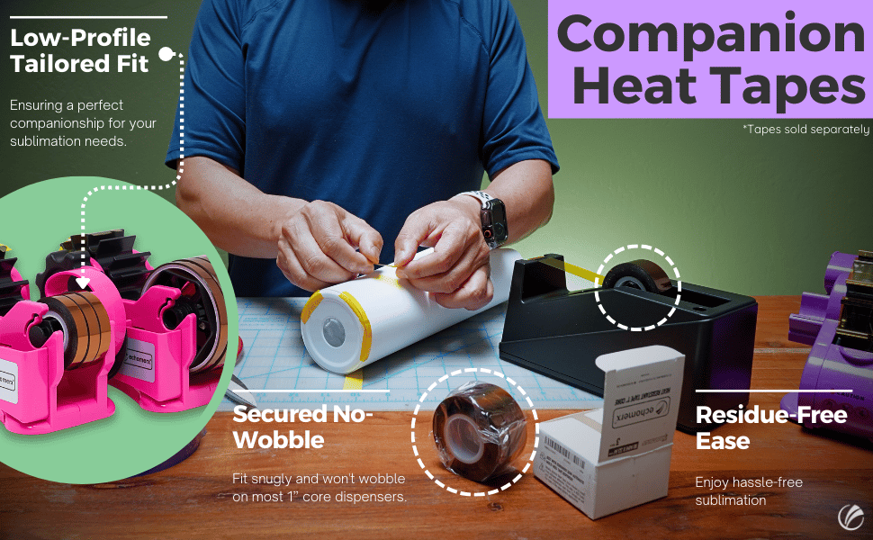 Try Echomerx small core heat tapes tailored made for our dispenser no-wobble Try Echomerx small core heat tapes tailored made for our dispenser no-wobble