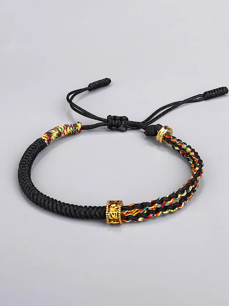 Handmade Om Mani Padme Hum Mantra Copper Beads Red String Bracelet