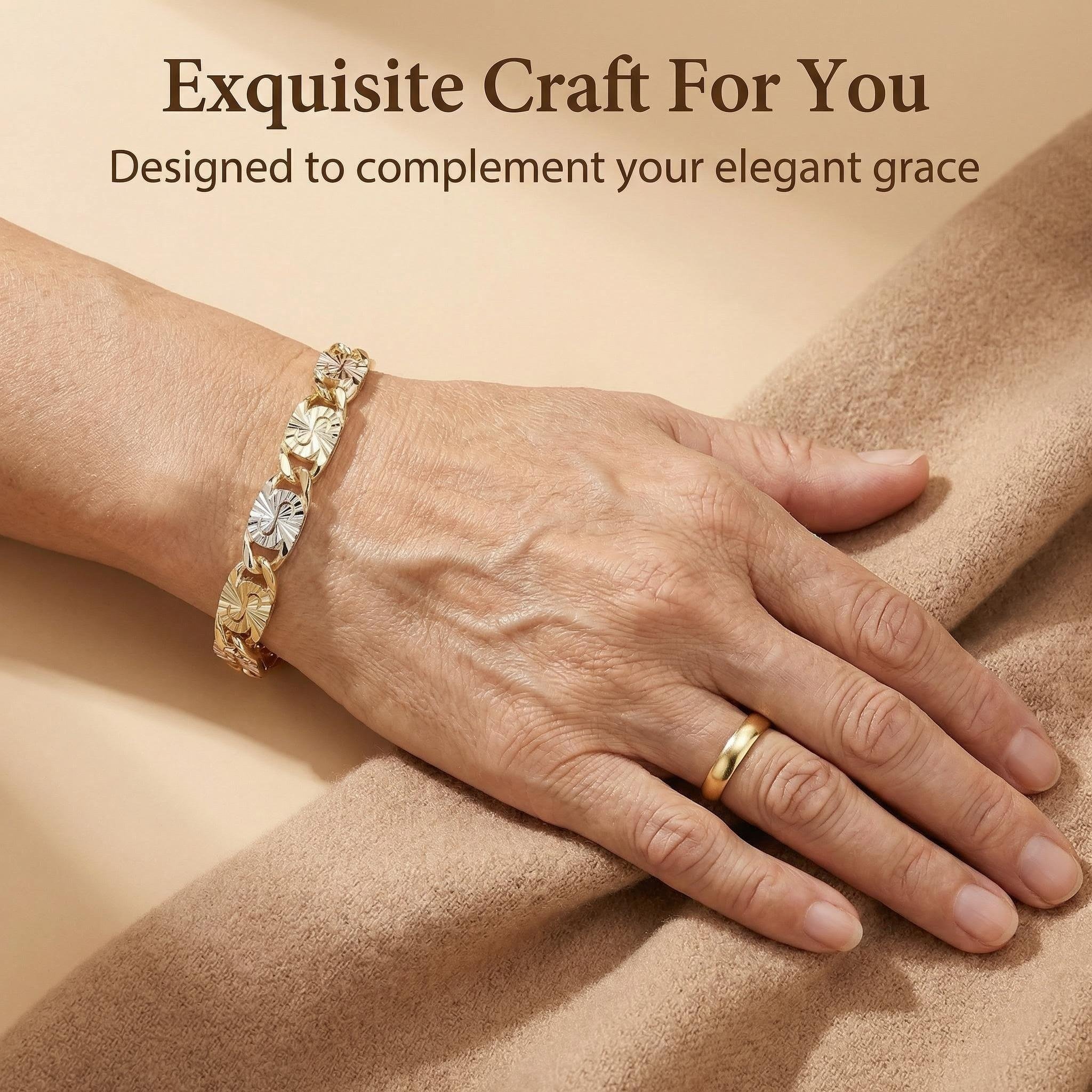 14K Gold Tri-Color Mariner Link Bracelet for Women