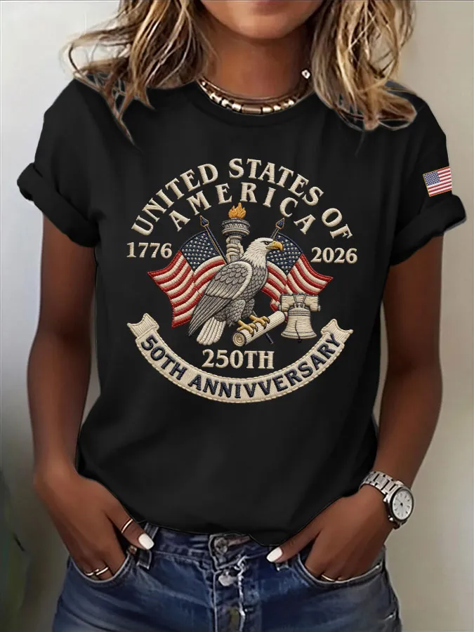 1776-2026 America 250 Years Patriotic Casual T-Shirt for Women
