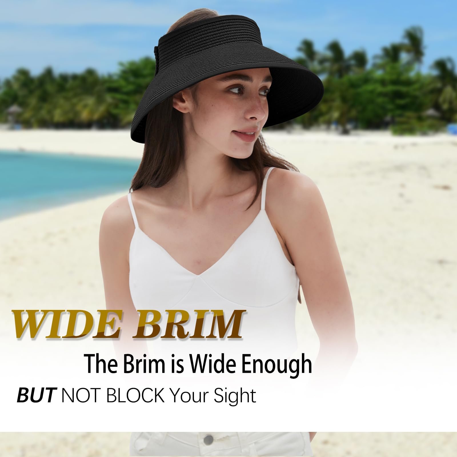 🔥LAST DAY 49% OFF - Women's 2024 Summer Solid Color Bow Design Wide Brim Straw Hat