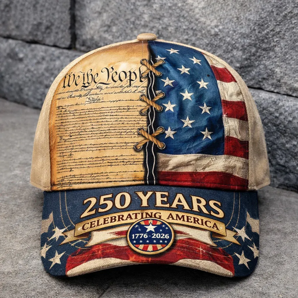 Patriotic USA 250 Anniversary Cap | Embroidered Flower & Flag Design