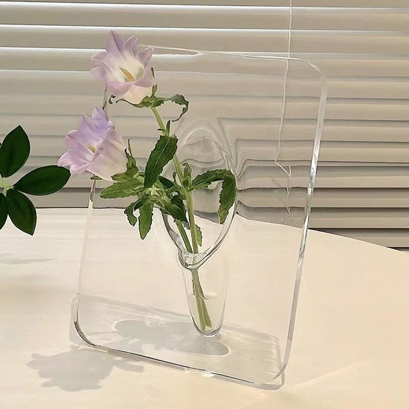 💐Mother's Day Gift - Clear Acrylic Photo Frame Flower Vase
