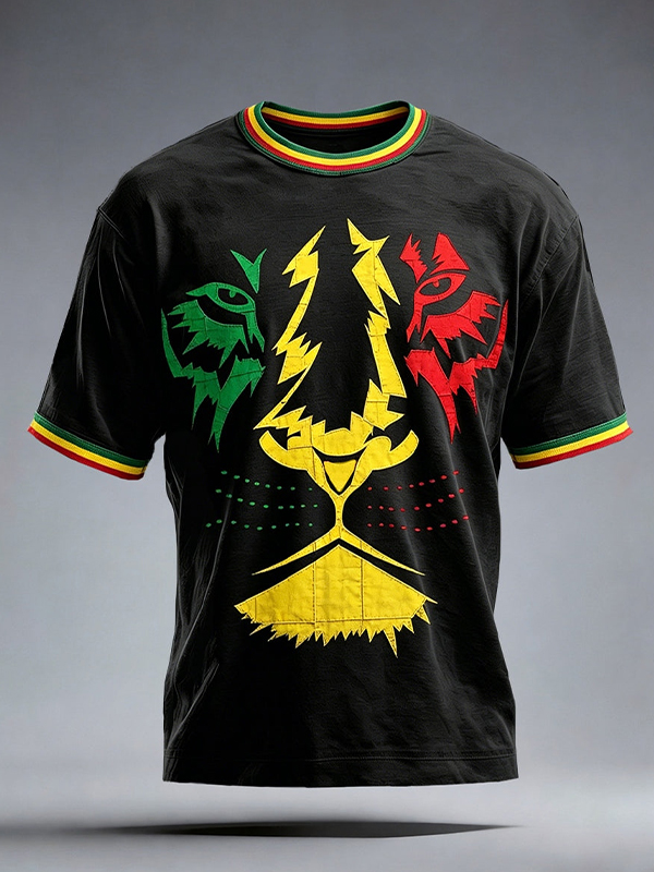 Men's Reggae Lion Art Print T-Shirt