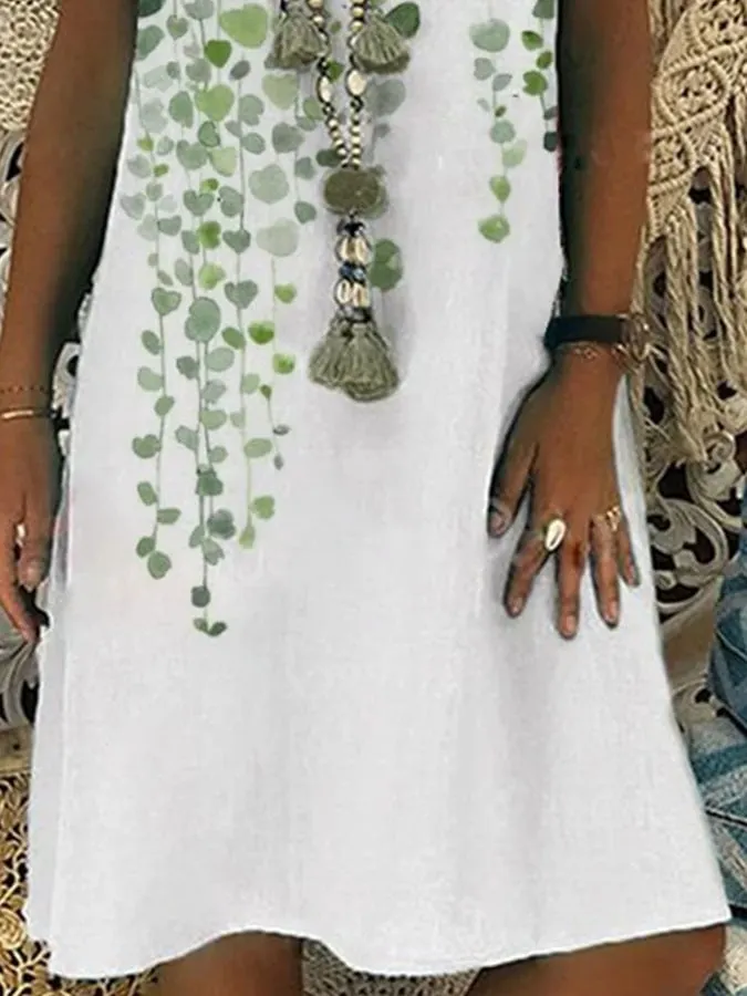 Women's Casual Loose V- Neck Short Sleeve Dress