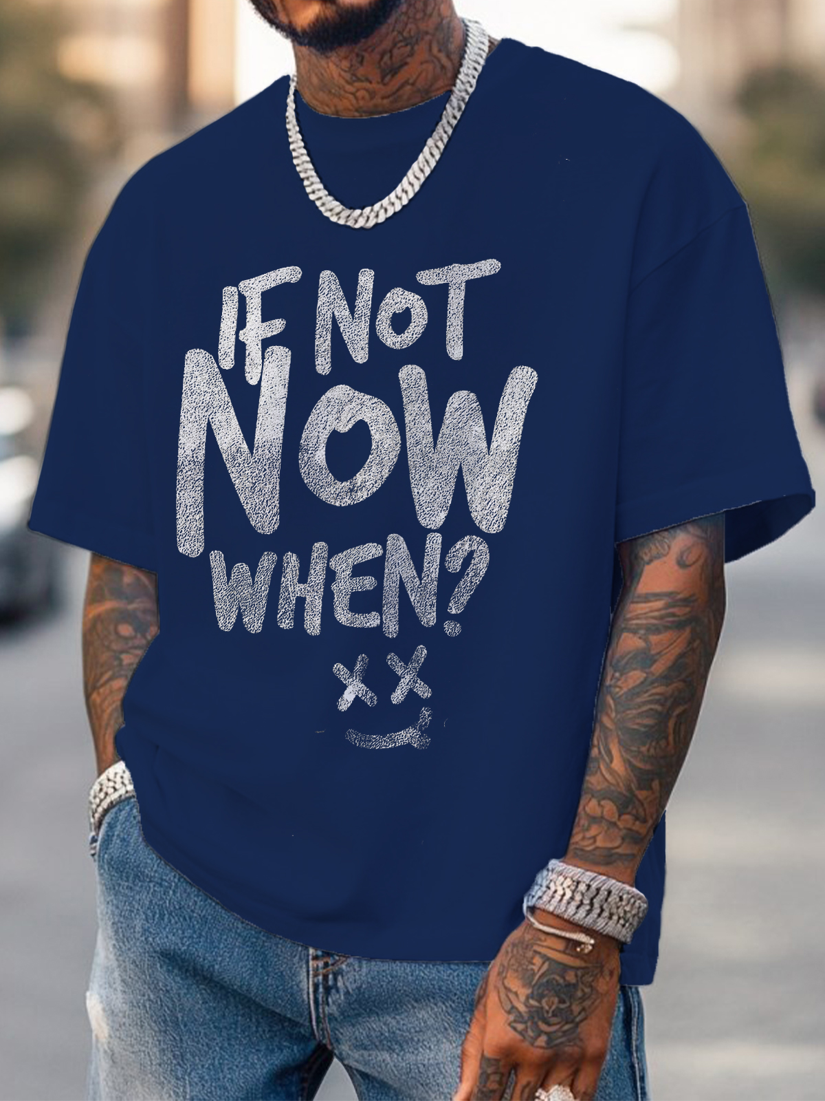 Men's If Not Now When Print Cotton Casual T-Shirt